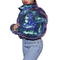 thumbnail image 2 of Gupgi Women Long Sleeve Stand Collar Metallic Quilted Puffer Jackets, 2 of 3