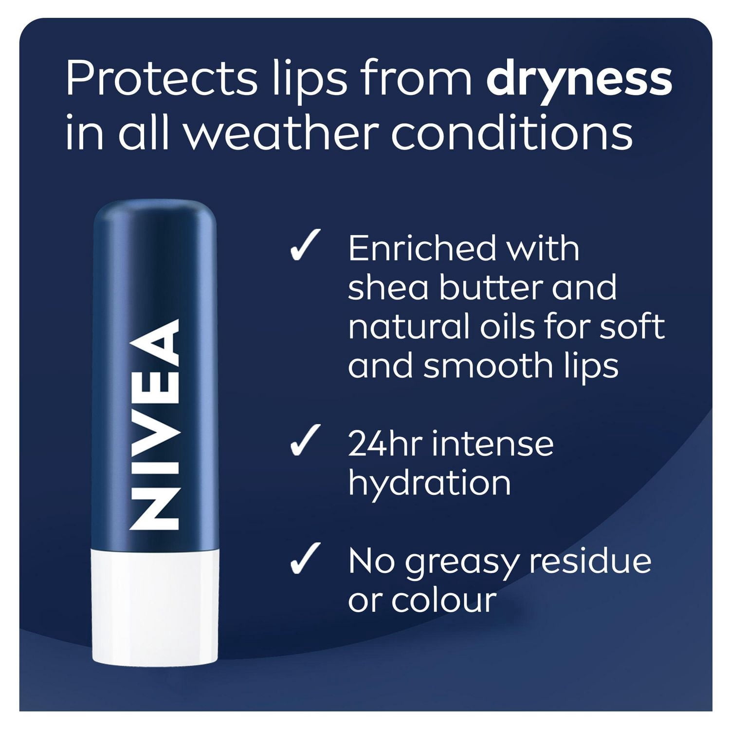 Baume à lèvres soins actifs NIVEA MEN, 24 heure d’hydration, enrichi en beurre de karité, non gras, sans résidu (2 x 4,8 g)