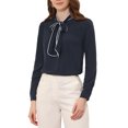 thumbnail image 1 of INSPIRE CHIC Blouse Chemise à Manches Longues de Travail pour Femme à Col Noué Boutonnée TP Bleu Foncé, 1 of 7