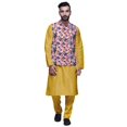 thumbnail image 1 of Atasi Ethnic Dupion Silk Kurta Pyajama Set With Printed Nehru Jacket For Mens, 1 of 3