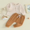 thumbnail image 2 of Toddler Boys 2PCS Pants Sets Solid Color Long Sleeve Sweatshirt and Drawstring Pants Sets 6-12 Months, 2 of 8