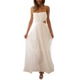 thumbnail image 4 of Faithtur Robe d'Été pour Femmes Robe Spaghetti Couleur Unie Taille Découpe Ouverte Dos Longue Robe, 4 of 9
