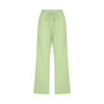 thumbnail image 4 of Women Comfortable High Waisted Wide Leg Pants Drawstring Elastic Trousers Comfy Straight Leg Long Pants With Pockets, 4 of 5