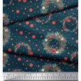 thumbnail image 2 of Soimoi Blue Poly Georgette Fabric Wreath & Dots Print Fabric by Yard 52 Inch Wide, 2 of 5
