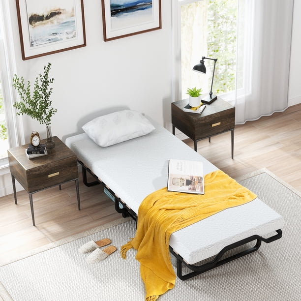 Gymax Folding Bed w/ Mattress Roll Away Guest Bed for Adult Space