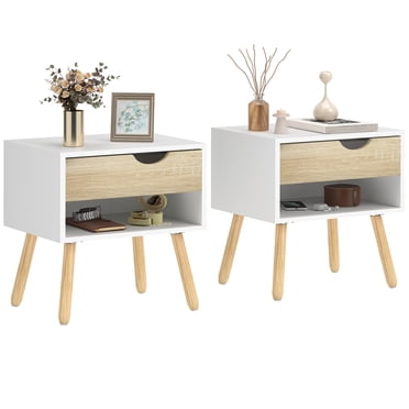 HOMCOM Table de Chevet avec Tiroir et Tablette, Table de Nuit, Table d'Appoint pour Chambre
