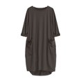 thumbnail image 4 of Pompotops Robe Ample pour Femmes avec Poches, Col pour Dames, Hauts Longs Décontractés, Robe Grande Taille en Solde, 4 of 4