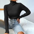thumbnail image 1 of Aqestyerly Chandails à Col Montant pour Femmes Mode Femmes Uni Manches Longues Chandail Col Roulé Décontracté Hauts HWRETIE, 1 of 8