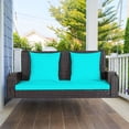 thumbnail image 1 of Costway 2-Person Patio Rattan Hanging Porch Swing Bench Chair Cushion Turquoise, 1 of 10