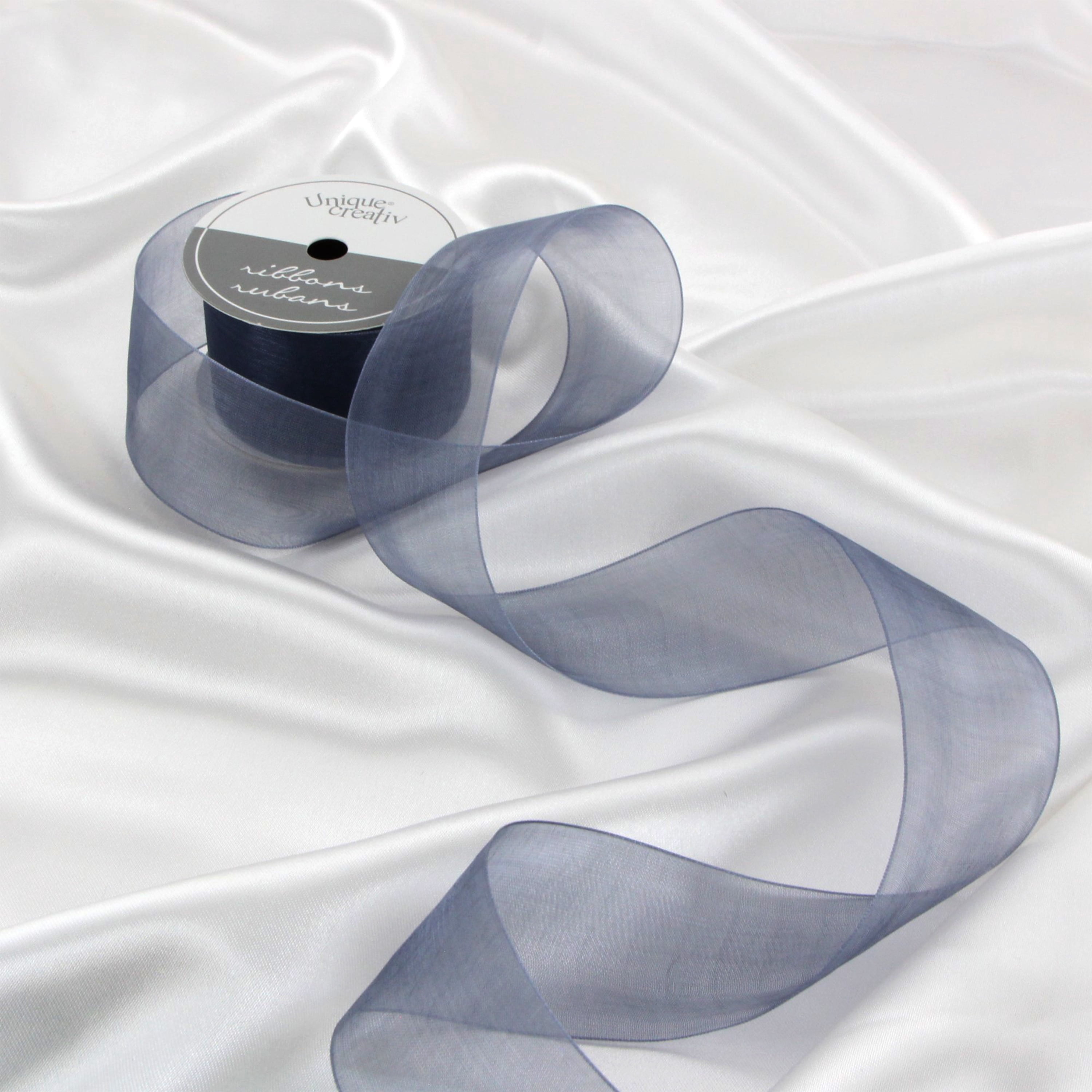 UNIQUE CREATIV, ruban, organza, gris, 38 mm × 2.7 m (1.5" × 9 pi)