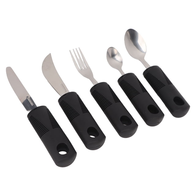 Adaptive Spoons Knife, 5pcs Stainless Steel Adaptive Utensils Professional Ergonomic Rubber Handle For Home For Hand Tremors