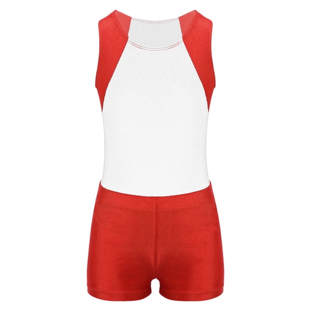 MSemis Justaucorps de Gymnastique Sans Manches pour Garçons, Combinaison de Danse Ballet avec Short Athlétique, Ensemble de Compétition et d'Entraînement, Blanc 12