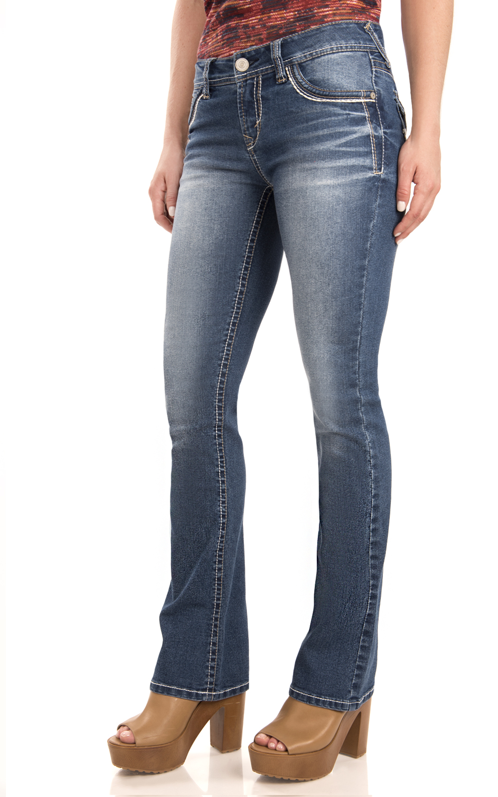 WallFlower Women's Legendary Bootcut Mid-Rise Insta Stretch Juniors Jeans (Standard and Plus)