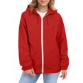 thumbnail image 1 of Comdrip Veste Légère pour Femmes! Veste Chaude Coupe-Vent Imperméable à Blocs de Couleur pour Femmes, Coupe-Vent d'Extérieur, Veste de Randonnée, Veste de Randonnée pour Femmes Légère Rouge TG, 1 of 5