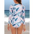 thumbnail image 5 of Charmo Women's One Piece Rashguard Swimsuit Floral Zip Front Surfing Shirt Sun Protection, 5 of 5