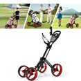 thumbnail image 3 of Gymax Chariot Pousse-Golf Pliant à 4 Roues avec Poignée Réglable Frein à Pied Rouge, 3 of 10