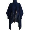 thumbnail image 4 of Haut à Franges à Col Montant à Manches Longues pour Femmes, Grande Taille, Poncho à Franges, 4 of 7