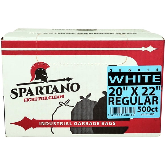 Spartano Sacs à Ordures Blancs 500 Unités, Sacs à Déchets Polyvalents pour la Maison et le Bureau Format (22 x 24 Pouces)
