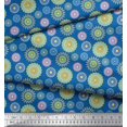 thumbnail image 2 of Soimoi Tissu en Poly Georgette Bleu Rayé & Mandala Imprimé 1 Yard 52 Pouces de Large, 2 of 3