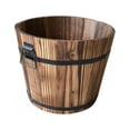 thumbnail image 1 of Retro Wooden Bucket Barrel Planters Wooden Planter Barrel Set  Real Wood Indoor/Outdoor Flower Pot w/ Holes  Different Sizes  Large Garden Container Box, 1 of 4