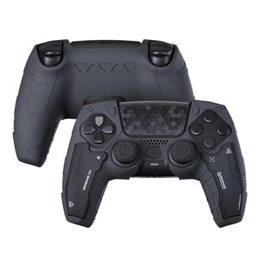 AARONMEI Ensemble de Peau Manette PS5 Noir Mat Étui en Silicone Antidérapant