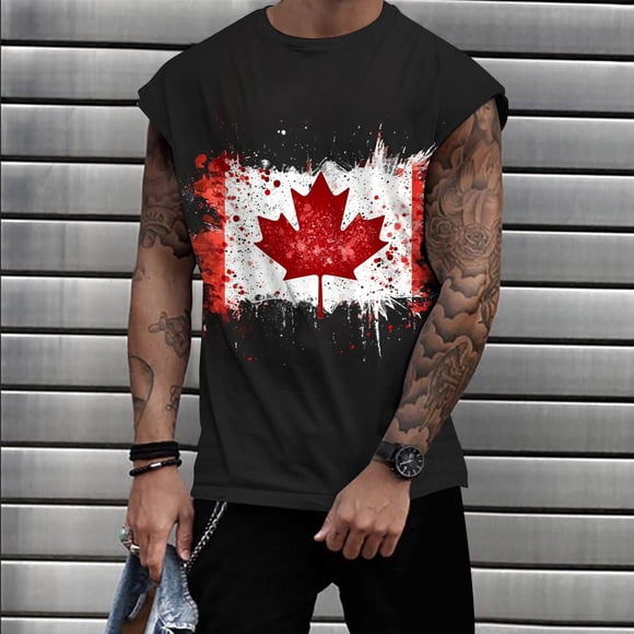 Weiqiqre Men Tank Tops Canada Flag Diamond Novelty Men's Vest Tank Top Gym Muscle Tee Fitness Sleeveless T-Shirt