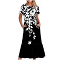 thumbnail image 1 of Dvkptbk Robes d'Été pour Femmes 2024 à Manches Courtes, Robes Midi Évasées, Robe T-Shirt Décontractée à Motif Floral, Robe de Plage Fluide avec Poches P-2TG, 1 of 3