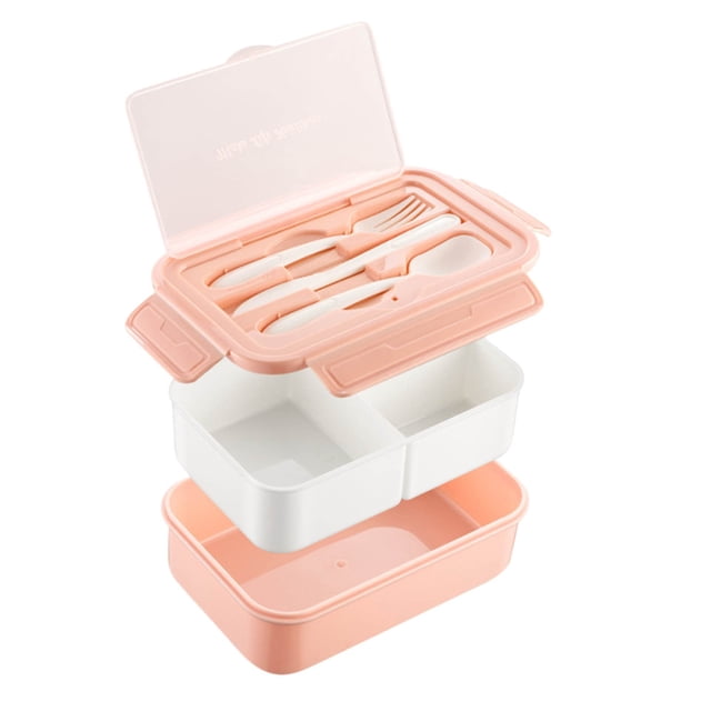 Bento Box Adult Lunch Box Pink Lunch Boxplastic Lunch Box Fresh-Keeping Box Microwave Oven Heating Sealed Thermal Insulation Bento Box Lunch Box with Tableware Lunch Box Meals Healthy