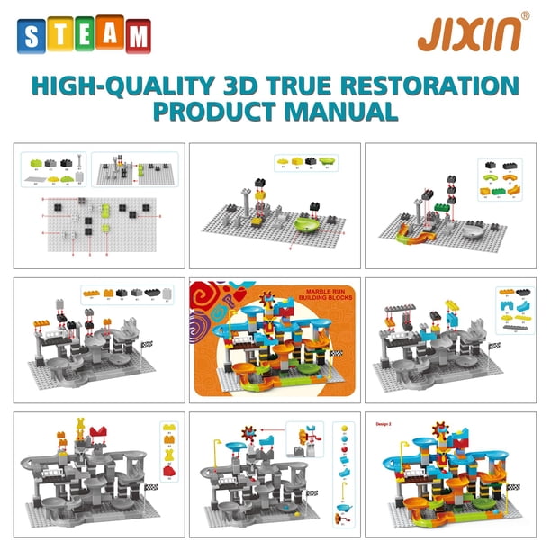 JIXIn 3in1 Marble Runs for Kids 4-8/Building Blocks Compatible