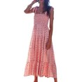 thumbnail image 2 of Pompotops Robe Aguichant pour Femmes à Imprimé de Fleurs et Pois Sans Manches à Col Carré Robe Longue Florale, 2 of 8