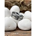 thumbnail image 4 of Men's Tungsten Carbide Ring Hammered Meteorite Wedding Band 8MM Silvertone, 4 of 4