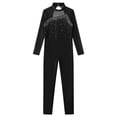 thumbnail image 3 of TSSOE Kids Girls Shiny Rhinestone Skating Jumpsuit Long Sleeve Gymnastic Leotard Ballet Dance Unitard Black 12, 3 of 5