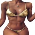 thumbnail image 1 of Maillot de Bain Femme String Bikini Ensemble Sequins Or Uni, 1 of 5