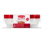 Rubbermaid TakeAlongs Rectangular Food Storage Containers, 950 mL (4 Cup), Ruby Red Lids, 3 Count