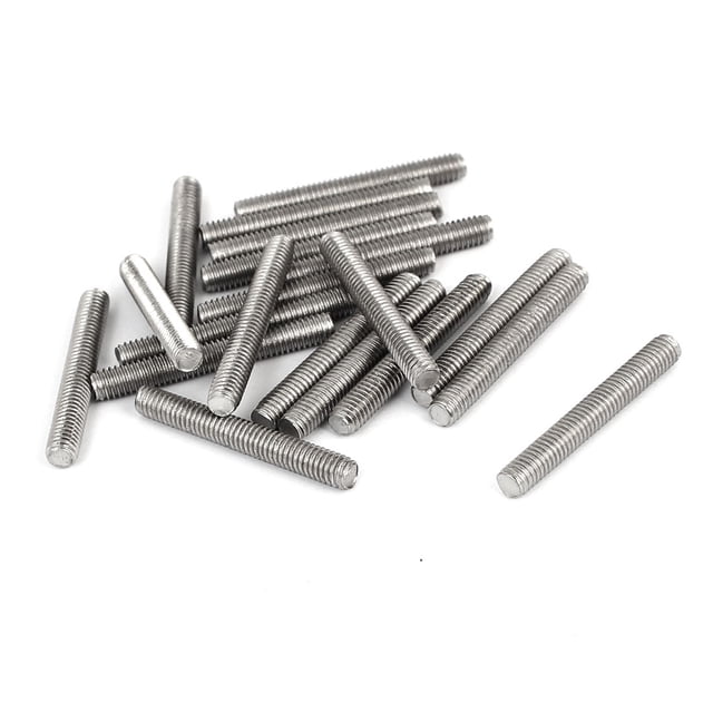 Unique Bargains M4 x 30mm 304 Stainless Steel Fully Male Threaded Rod Bars Silver Tone 20 Pcs