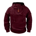 thumbnail image 2 of Lyrcatrment Mens Fleece Heavyweight Hoodies 1/4 Zip Drawstring Outdoor Sweatshirts with Multi Pockets, 2 of 7