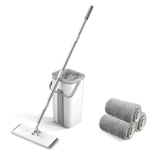 Yeacher Microfiber Mop with Bucket Floor Cleaning Squeeze Hand Free Floor Mop Washable Pads Reusable Dust Mops with Soft Refill Pads Hardwood Wood Floor Cleaner Mop Dry Wet Mop