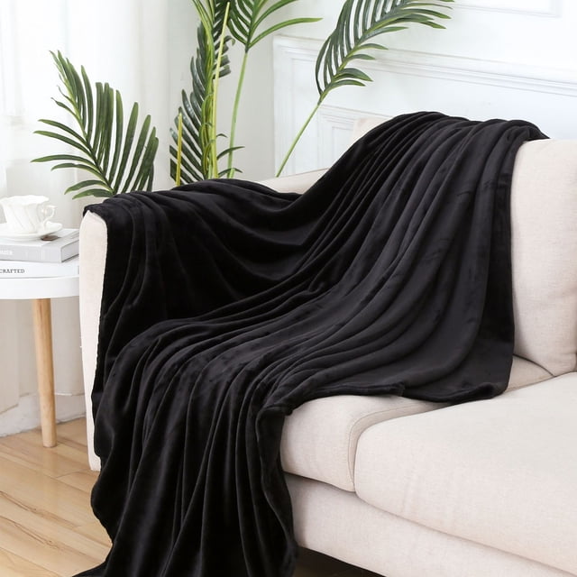 PEONAVET Cooling Blanket Flannel Fleece Microfiber Blanket Good Size Couch Bed Super Soft and Warm Solid Color