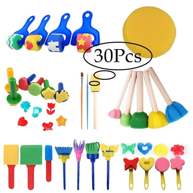 CHOK Washable Paint Toys Sponge Soft Art Brushes (30 Count)