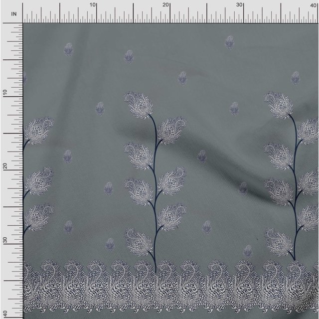 Soimoi Rayon Crepe Fabric Paisley Panel Print Fabric by The Yard 46 Inch Wide