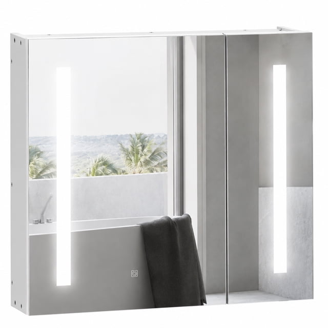 kleankin Armoire à Pharmacie à DEL Éclairée avec Miroir, Touche Intelligente