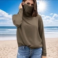 thumbnail image 2 of BiZtdJrK Womens Long Sleeve Rash Guard Hiking Tops with Mask Summer Lightweight Beach Sun Protection Shirts Vacation Outfits Khaki L Ropa de Verano Para Mujer, 2 of 6