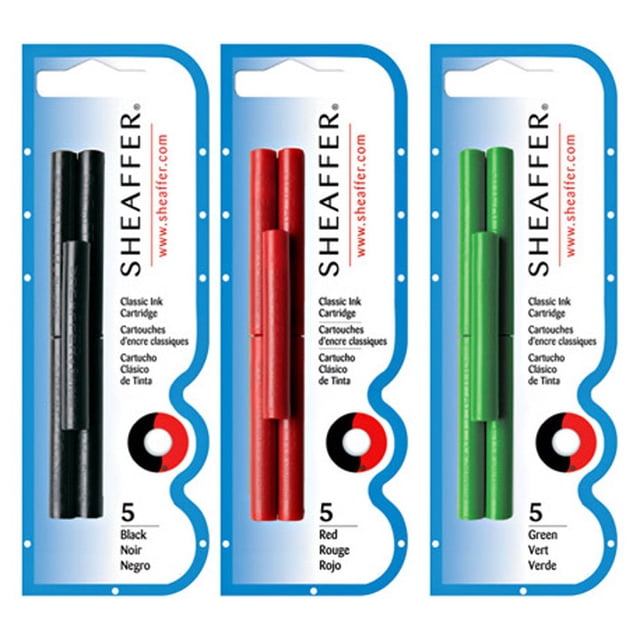 Sheaffer 5 Noir, 5 Rouge & 5 Vert Ensemble de Cartouches