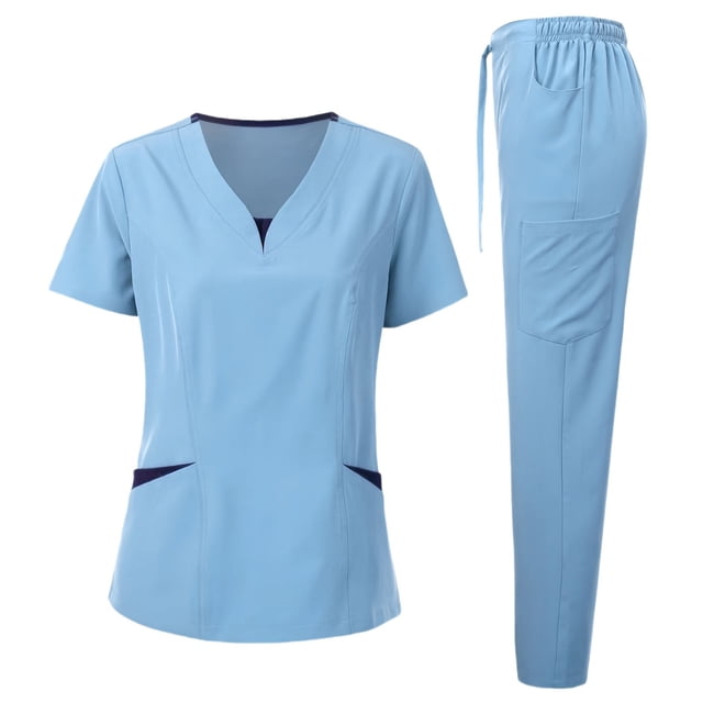Women's Scrub Set - V-Neck Short-Sleeved Comfortable Workwear Set for Doctors and Nurses