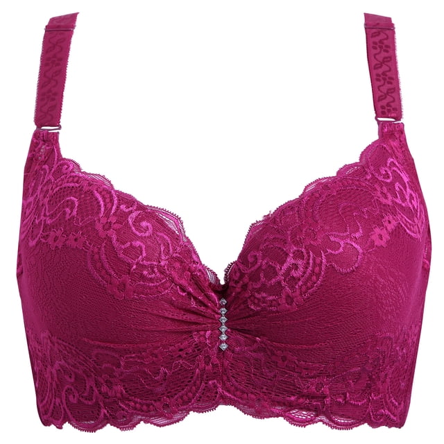 Women Bras Wireless Full-Coverage Bra Feature V-Neck Padded Bra Style W-1657 Pinks-a L