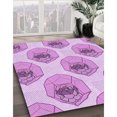 thumbnail image 3 of Ahgly Tapis d'Intérieur Lavable en Machine Carré Transitionnel Fleur Rose, 7 Pieds Carré, 3 of 7