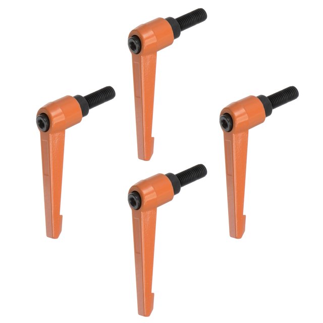 Unique Bargains 4 Pack M10 x 25mm Male Threaded Stud Adjustable Clamping Lever Handle Bolt Knob Orange