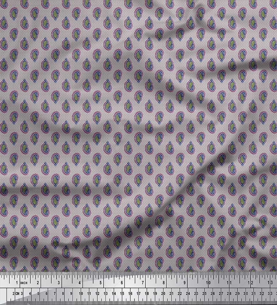Soimoi Silk Fabric Dot & Paisley Small Print Sewing Fabric Yard 42 Inch Wide