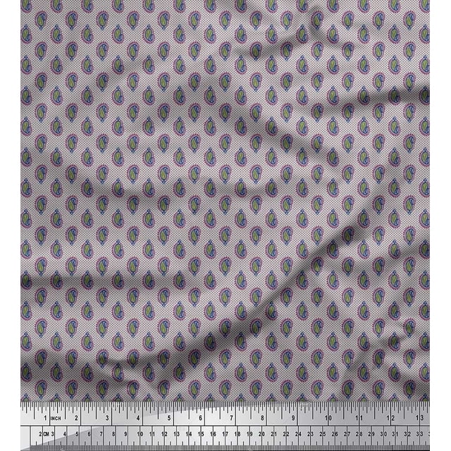 Soimoi Poly Georgette Fabric Dot & Paisley Small Printed Craft Fabric by The Yard 52 Inch Wide