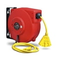 thumbnail image 1 of ReelWorks Mountable Retractable Extension Cord Reel - 14AWG x 40' ft, 3 Grounded Outlets, Max 15A, 1 of 5